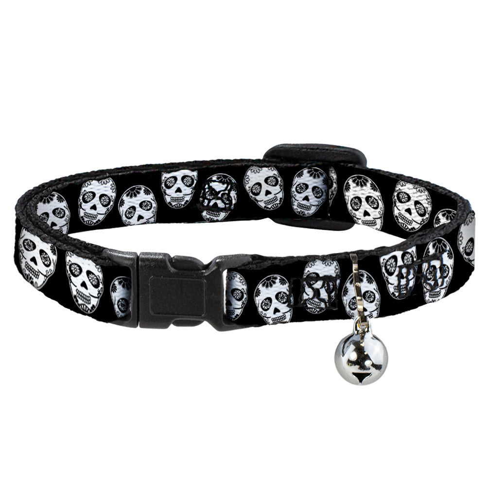 Cat Collar Breakaway - Sugar Skulls Black White Black Breakaway Cat Collars Buckle-Down   