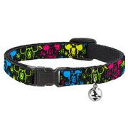 Cat Collar Breakaway - Mickey Expressions Paint Splatter Black Multi Neon Breakaway Cat Collars Disney   