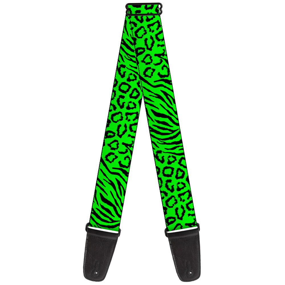 Guitar Strap - Cheebra Green Black Guitar Straps Buckle-Down   