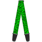 Guitar Strap - Cheebra Green Black Guitar Straps Buckle-Down   