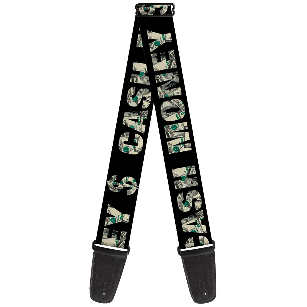 Guitar Strap - CASH MONEY $ Black Dollars Guitar Straps Buckle-Down   