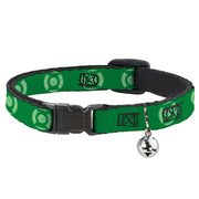 Cat Collar Breakaway - Green Lantern Logo Weathered Greens Breakaway Cat Collars DC Comics   