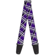 Guitar Strap - Houndstooth Gray Purple White Guitar Straps Buckle-Down   