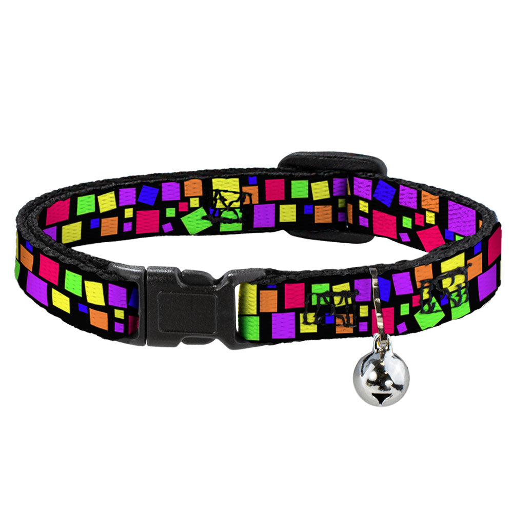 Cat Collar Breakaway - Squares Black Multi Color Breakaway Cat Collars Buckle-Down   