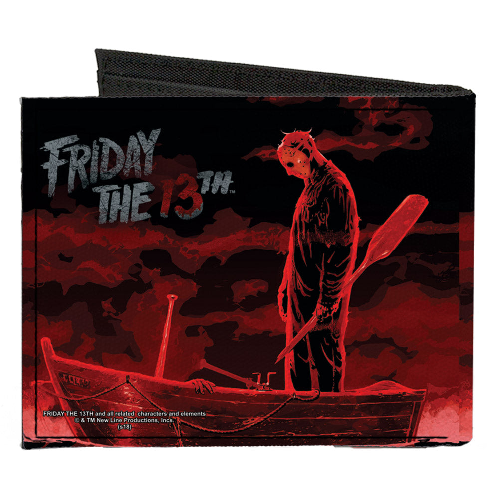 Canvas Bi-Fold Wallet - FRIDAY THE 13th Jason Boat Murder Black Reds White Canvas Bi-Fold Wallets Friday the 13th