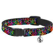 Cat Collar Breakaway - Peace Hearts Stacked Black Neon Breakaway Cat Collars Buckle-Down   