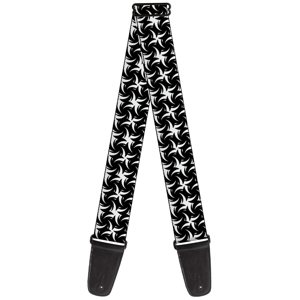 Guitar Strap - Pinwheel Plumes White Black Guitar Straps Buckle-Down   