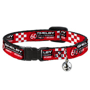 Cat Collar Breakaway with Bell - SHELBY 60th ANNIVERSARY Checker Red Black White - NARROW Fits 8.5-12" Breakaway Cat Collars Shelby