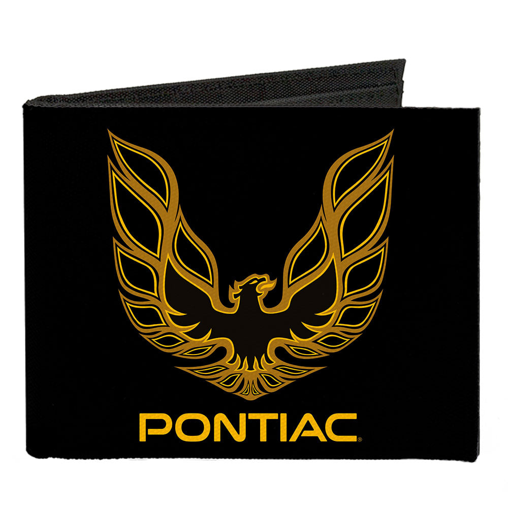Canvas Bi-Fold Wallet - Firebird PONTIAC Logo Black Golds Canvas Bi-Fold Wallets GM General Motors   