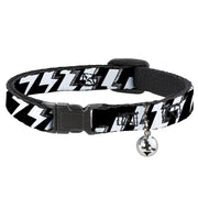 Cat Collar Breakaway - Lightning Bolts Sketch Black White Breakaway Cat Collars Buckle-Down   