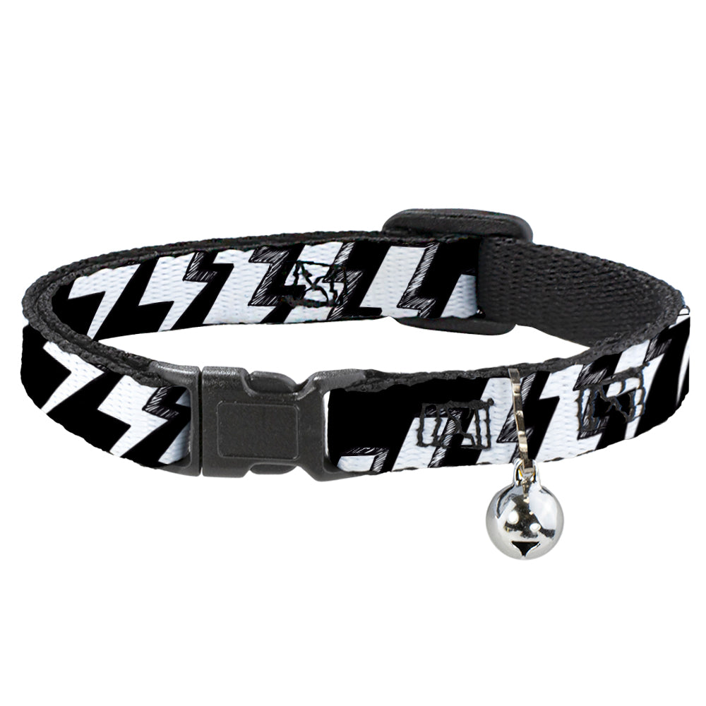 Cat Collar Breakaway - Lightning Bolts Sketch Black White Breakaway Cat Collars Buckle-Down   