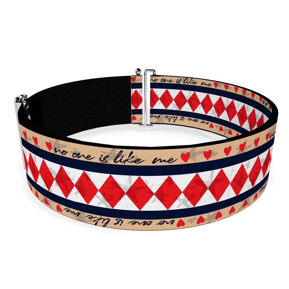 Cinch Waist Belt - Birds of Prey Harley Quinn NO ONE IS LIKE ME Diamonds and Hearts Tans Black White Red Womens Cinch Waist Belts DC Comics   