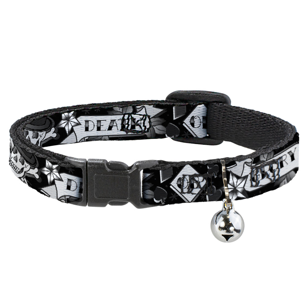 Cat Collar Breakaway - Death or Glory Black White Breakaway Cat Collars Buckle-Down   