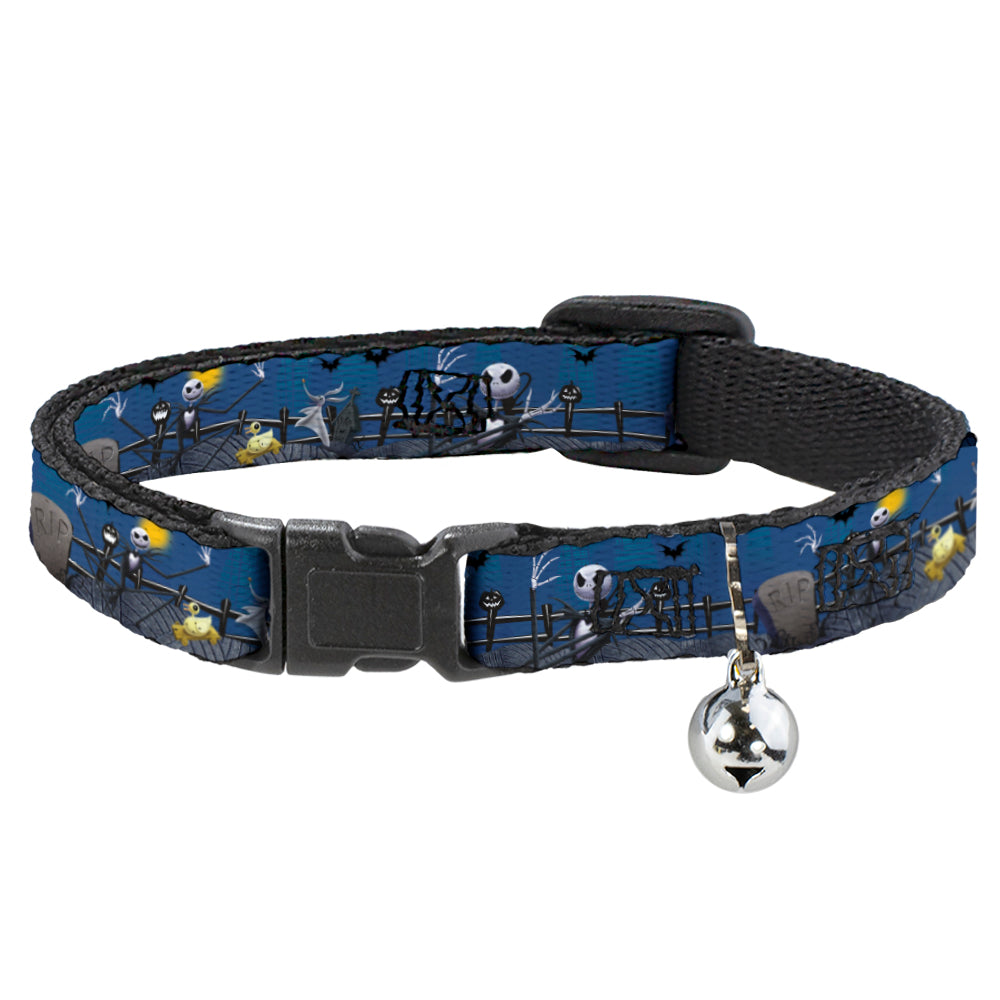 Cat Collar Breakaway - Nightmare Before Christmas Jack, Zombie Duck & Zero Cemetery Scene Breakaway Cat Collars Disney   