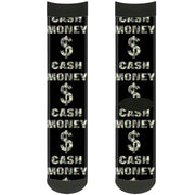 Sock Pair - Polyester - CASH MONEY $ Black Dollars - CREW Socks Buckle-Down   