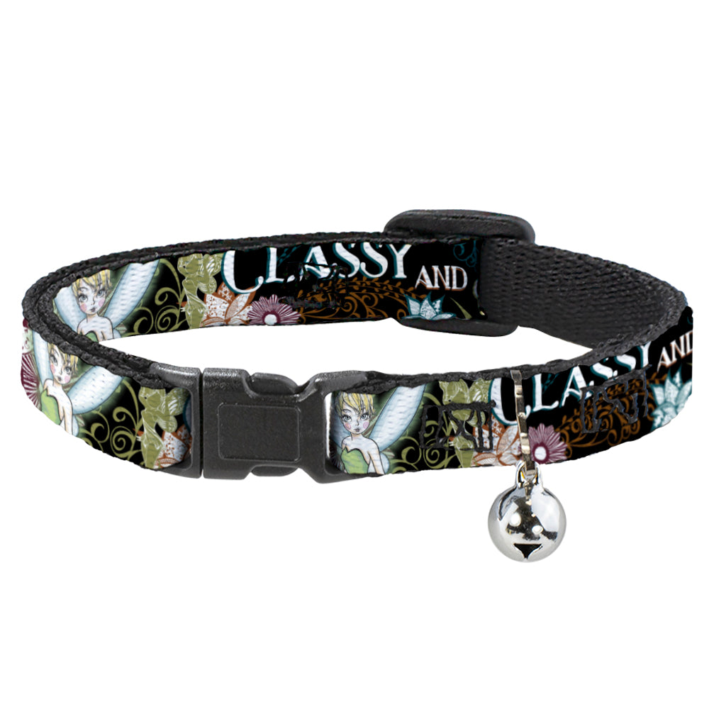 Cat Collar Breakaway - Tinker Bell Floral Collage CLASSY AND SASSY Breakaway Cat Collars Disney   