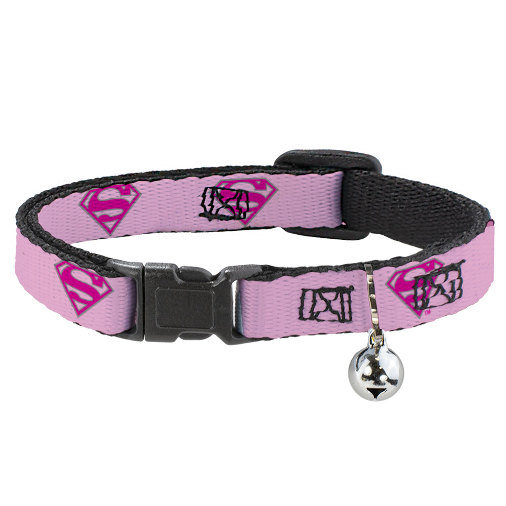 Cat Collar Breakaway - Superman Shield Pink Breakaway Cat Collars DC Comics   