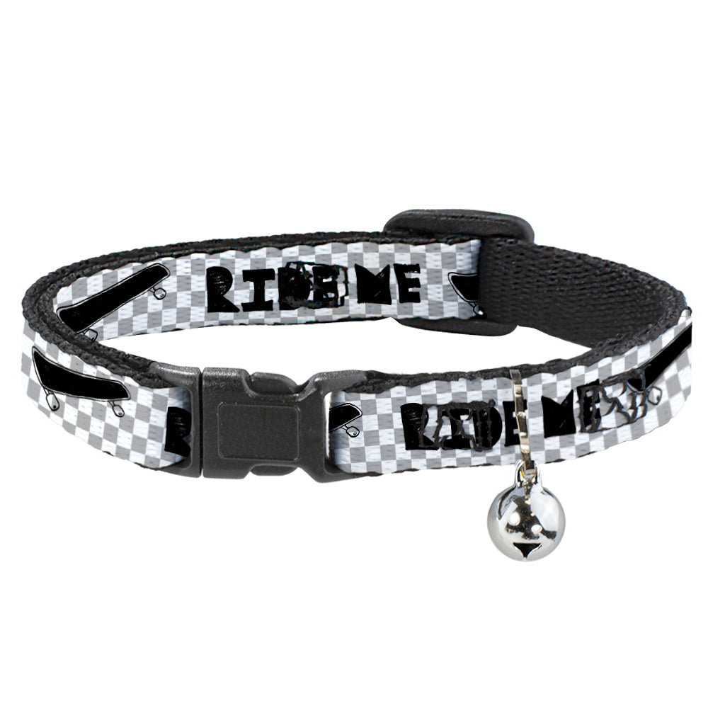 Cat Collar Breakaway - RIDE ME Skateboard w Mini Checker White Gray Black Breakaway Cat Collars Buckle-Down   