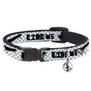 Cat Collar Breakaway - RIDE ME Skateboard w Mini Checker White Gray Black Breakaway Cat Collars Buckle-Down   