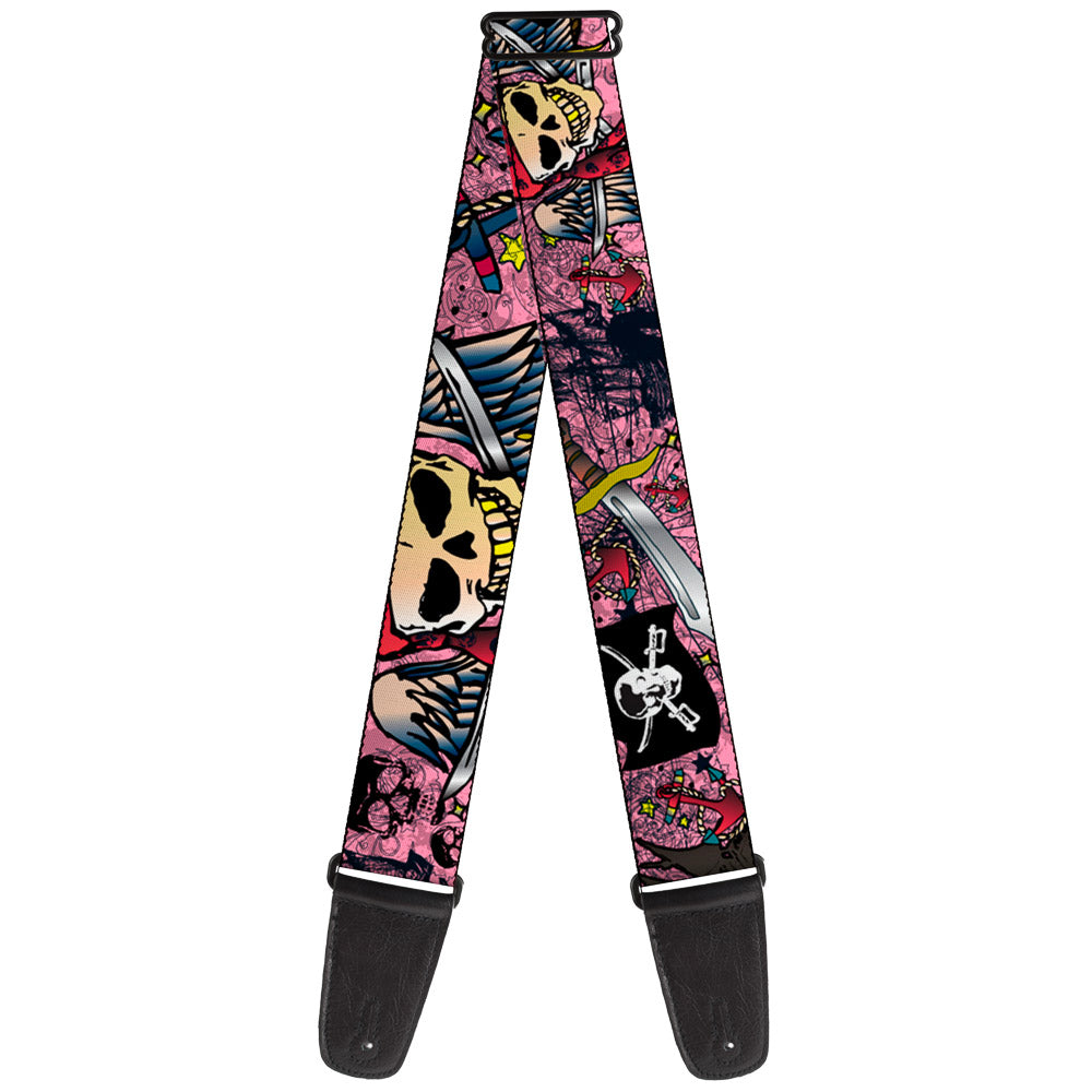 Guitar Strap - Dead Men Tell No Tales Pink Guitar Straps Buckle-Down   