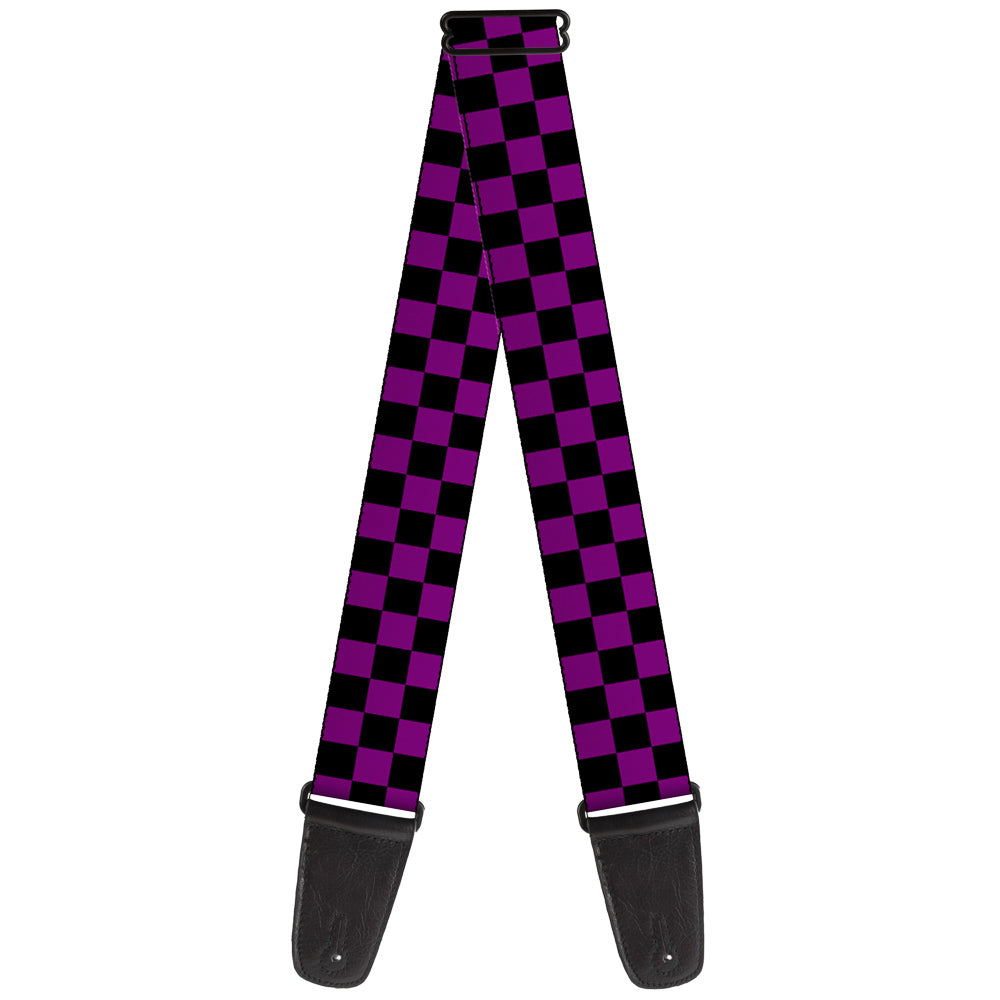 Guitar Strap - Checker Black Purple Guitar Straps Buckle-Down   