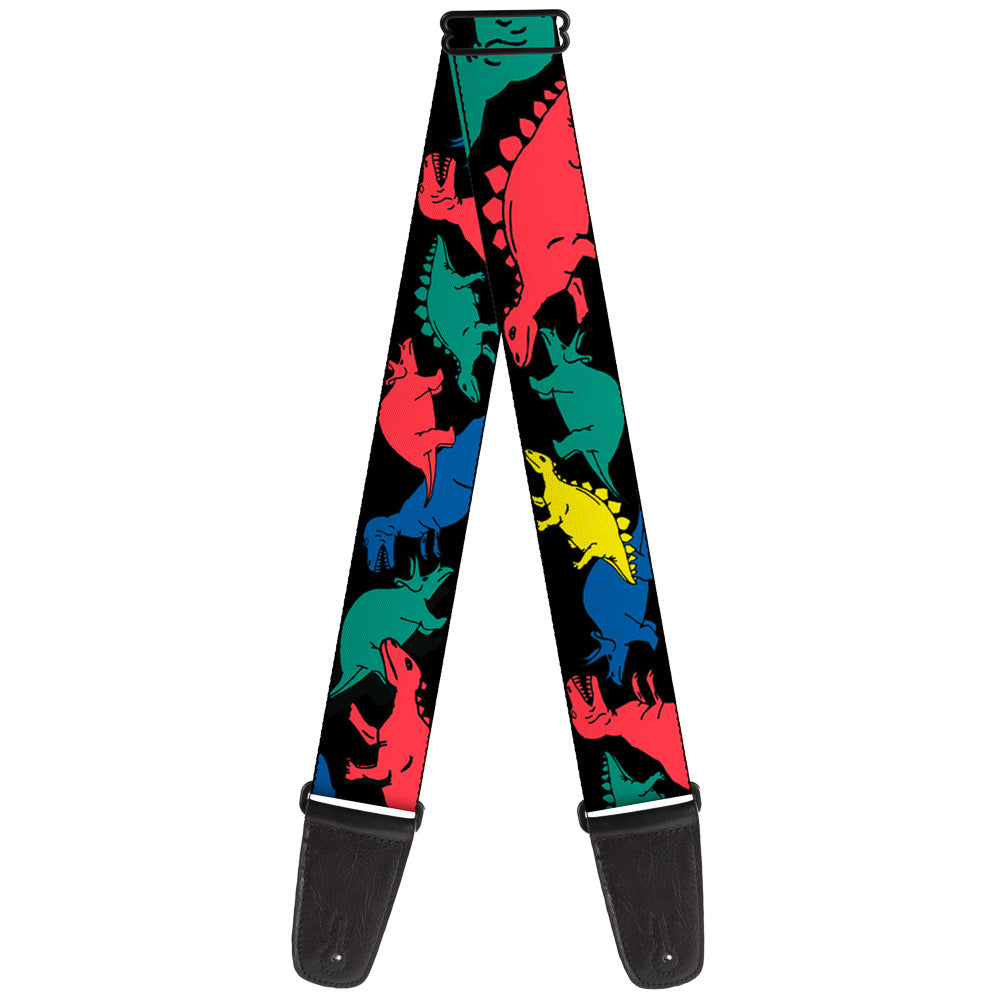Guitar Strap - Dinosaurs Black Multi Color Guitar Straps Buckle-Down   