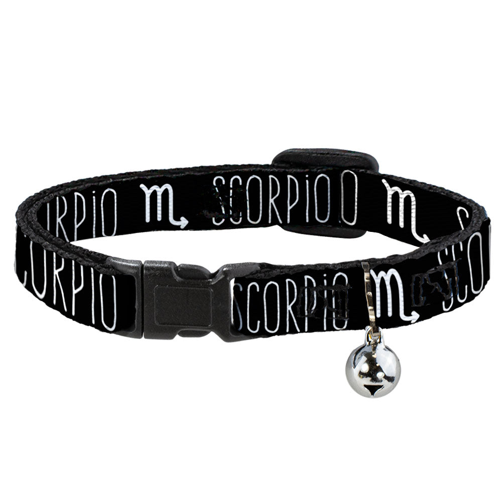 Cat Collar Breakaway - Zodiac SCORPIO Symbol Black White Breakaway Cat Collars Buckle-Down   