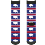 Sock Pair - Polyester - Wyoming Flags Bison Silhouette - CREW Socks Buckle-Down   
