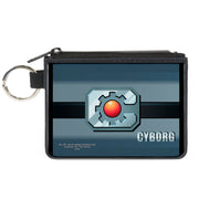 Canvas Zipper Wallet - MINI X-SMALL - CYBORG Icon Stripe Grays Black Red Canvas Zipper Wallets DC Comics   