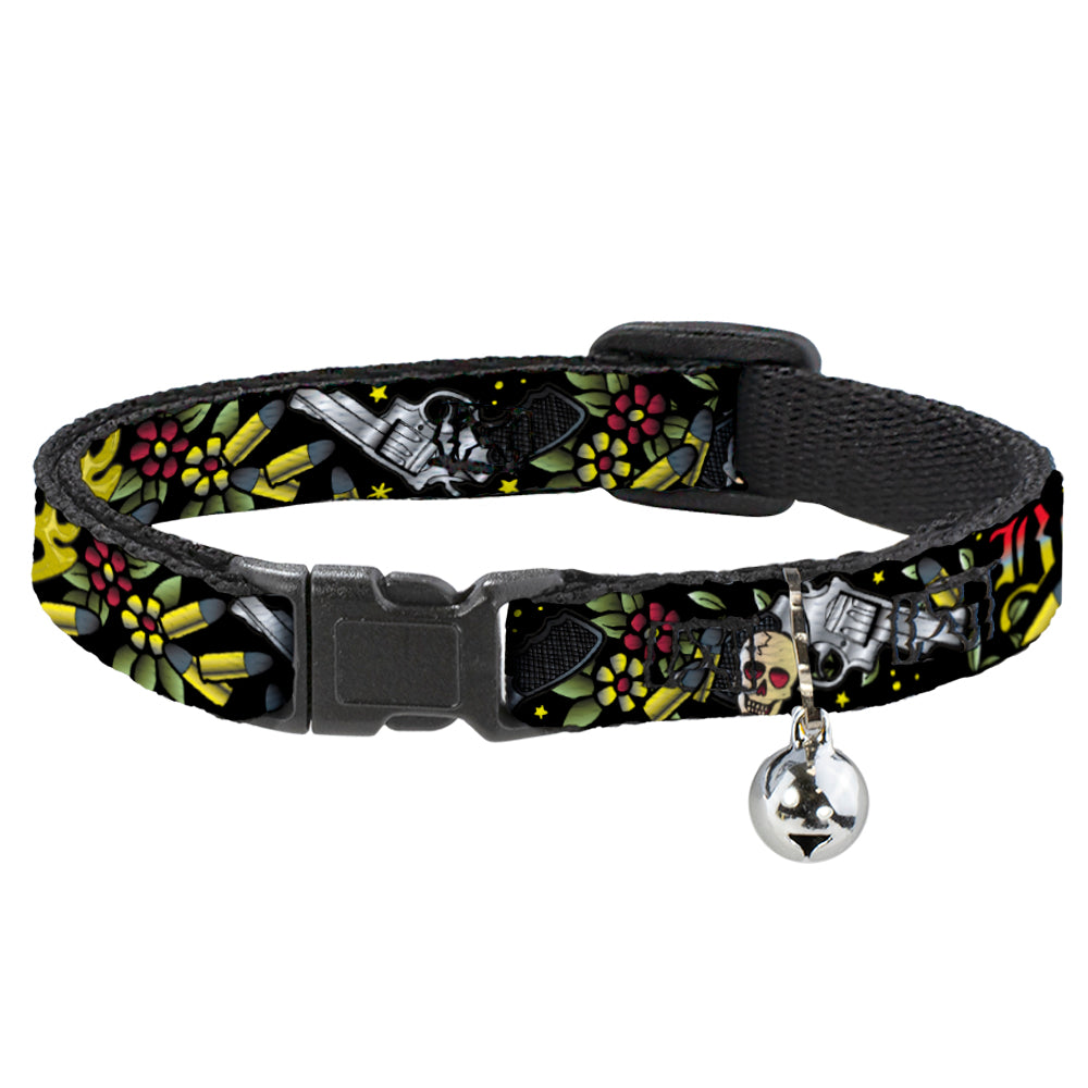 Cat Collar Breakaway - Born to Raise Hell Black Breakaway Cat Collars Buckle-Down   