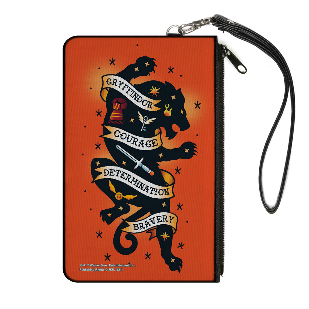 Canvas Zipper Wallet - SMALL - Harry Potter GRYFFINDOR Lion COURAGE DETERMINATION BRAVERY Tattoo Orange Canvas Zipper Wallets Harry Potter