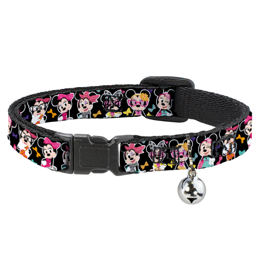 Cat Collar Breakaway - Mini Minnie Expressions Bows Black Multi Color Breakaway Cat Collars Disney   