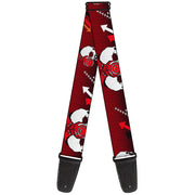 Guitar Strap - DJ Skulls Up Down Black Red Guitar Straps Buckle-Down   
