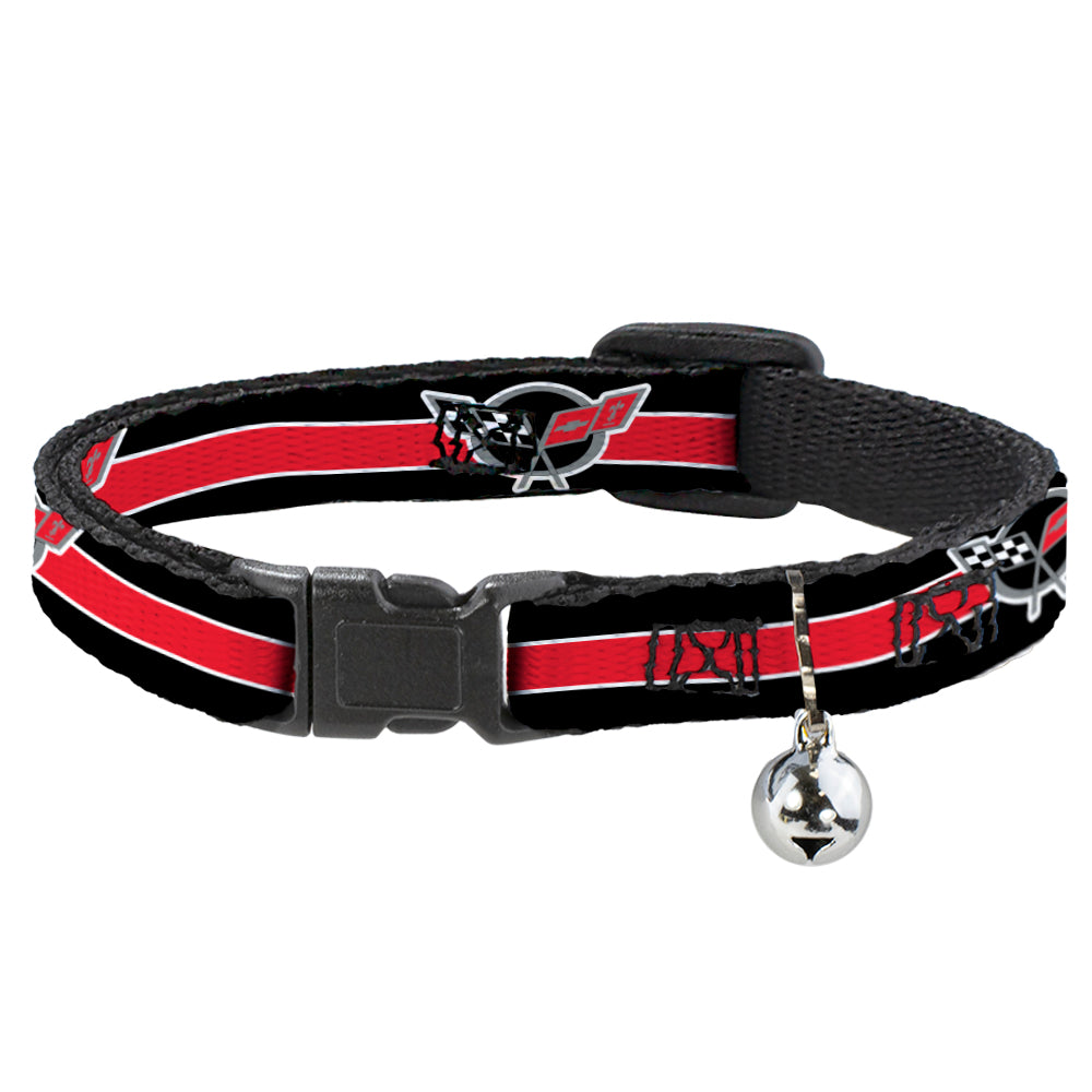 Cat Collar Breakaway - CORVETTE C5 Logo Stripe Black White Red Gray REPEAT Breakaway Cat Collars GM General Motors   
