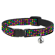Cat Collar Breakaway - Mini Hearts Black Multi Neon Breakaway Cat Collars Buckle-Down   