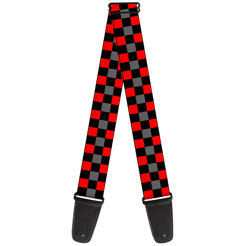 Guitar Strap - Checker Black Gray 2 Red Guitar Straps Buckle-Down   