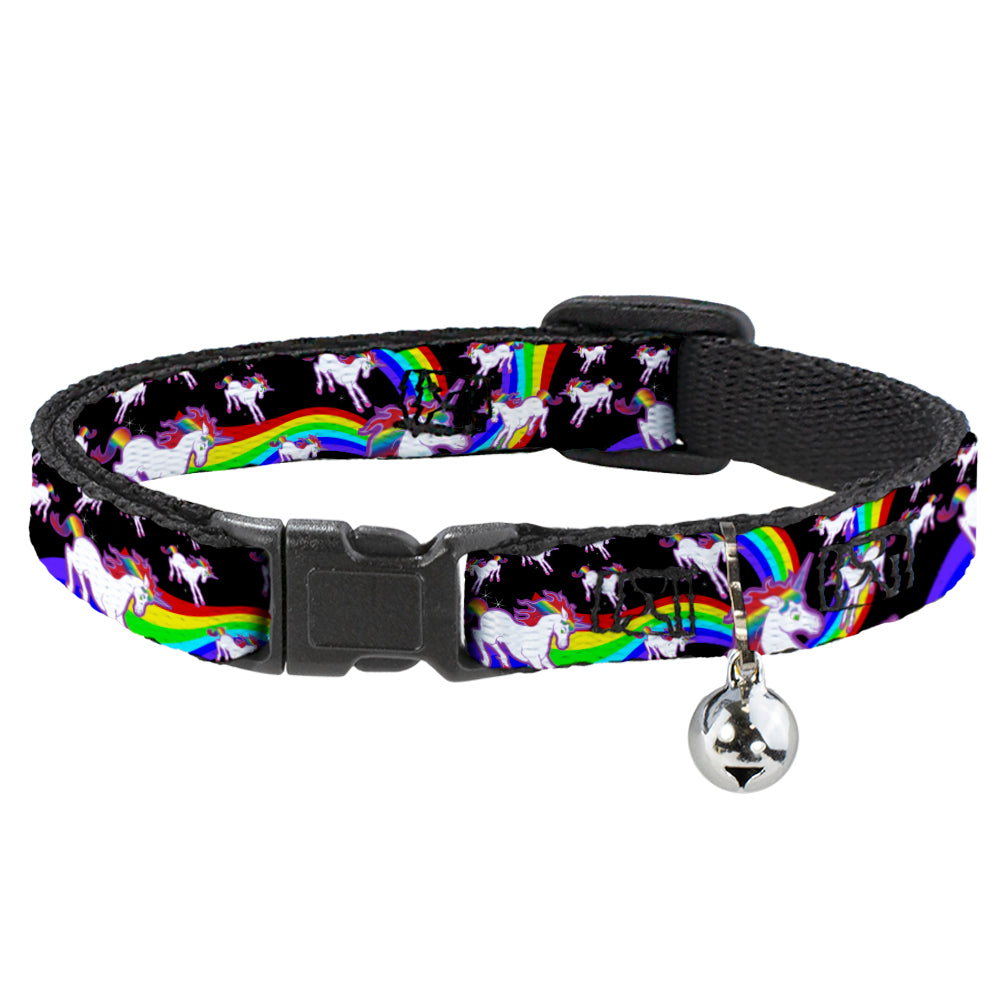 Cat Collar Breakaway - Unicorns Rainbow Swirl Black Breakaway Cat Collars Buckle-Down   