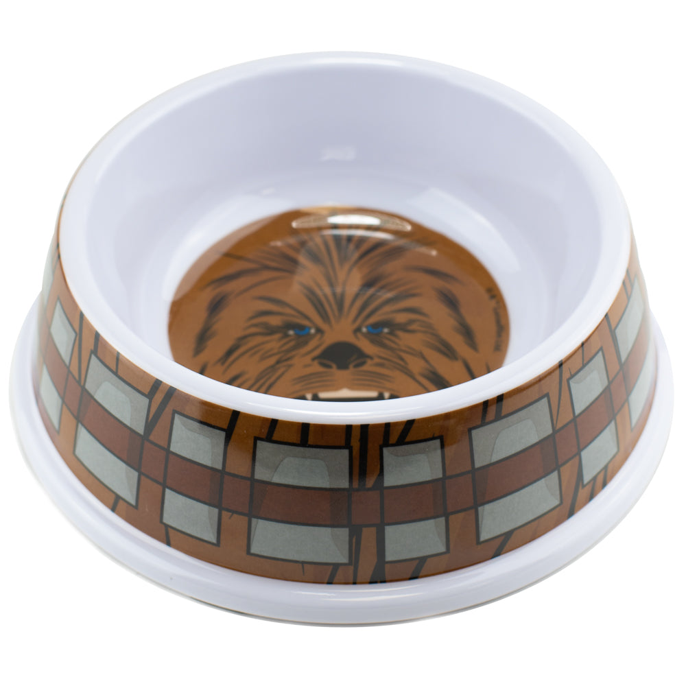 Single Melamine Pet Bowl - 7.5 (16oz) - Star Wars Chewbacca Face + Bandolier Bounding Browns Gray Pet Bowls Star Wars   
