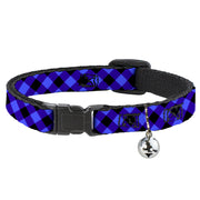 Cat Collar Breakaway - Diagonal Buffalo Plaid Black Blue Breakaway Cat Collars Buckle-Down   