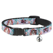 Cat Collar Breakaway - The Little Mermaid Ariel Sketch4 Pose Shells Kelp Blues Pinks Breakaway Cat Collars Disney   