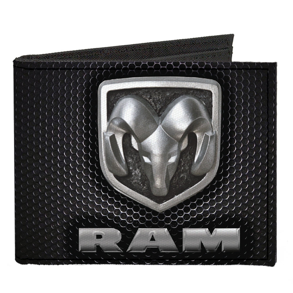 Canvas Bi-Fold Wallet - RAM Shield Logo Text Honeycomb Black Grays Canvas Bi-Fold Wallets Ram   