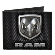 Canvas Bi-Fold Wallet - RAM Shield Logo Text Honeycomb Black Grays Canvas Bi-Fold Wallets Ram   
