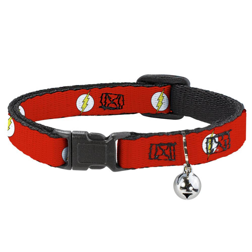 Cat Collar Breakaway - Flash Logo Red White Yellow Breakaway Cat Collars DC Comics   