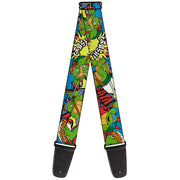 Guitar Strap - Classic TMNT Action Poses Action Bubbles Dots Blues Guitar Straps Teenage Mutant Ninja Turtles