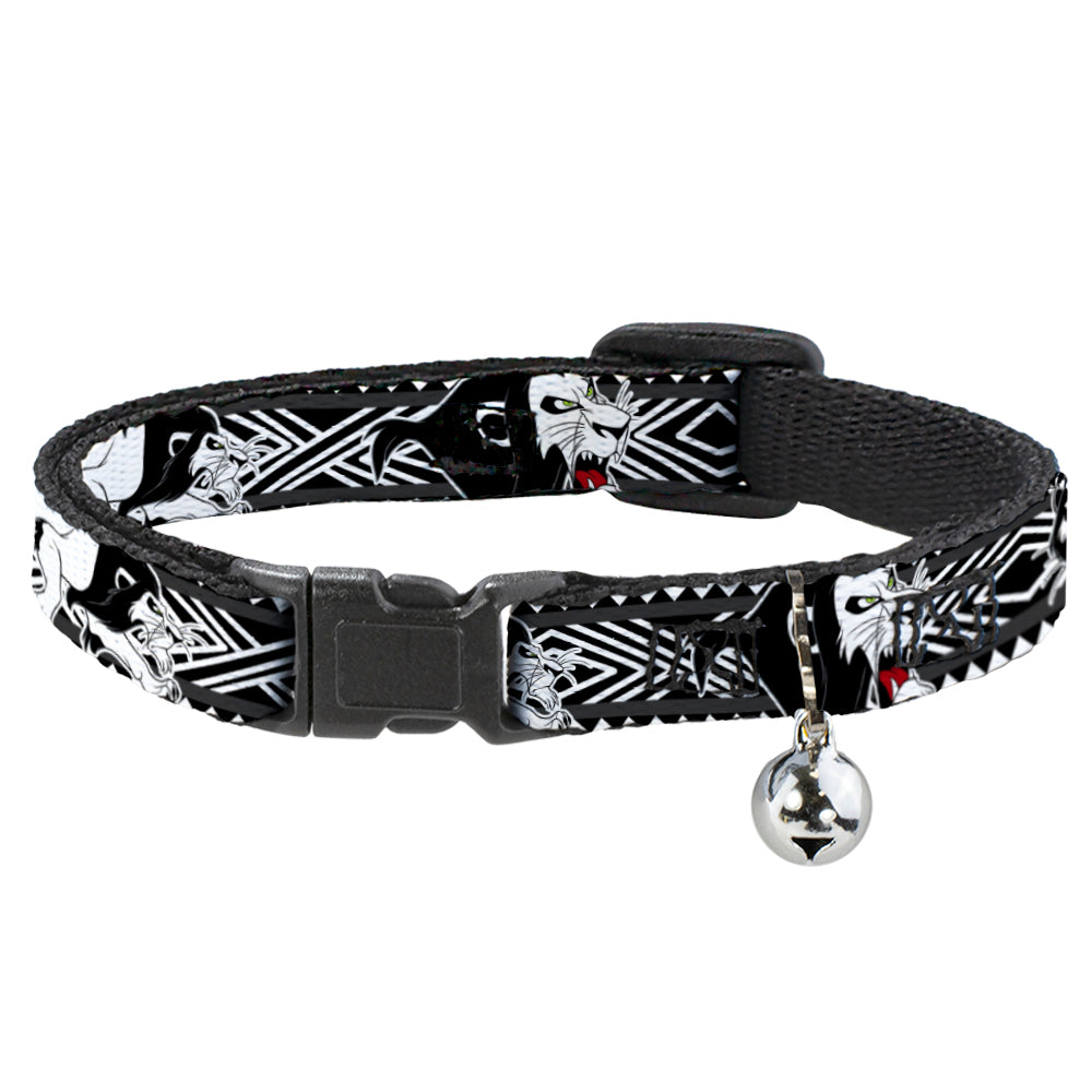 Cat Collar Breakaway - Lion King Scar Poses White Black Breakaway Cat Collars Disney   