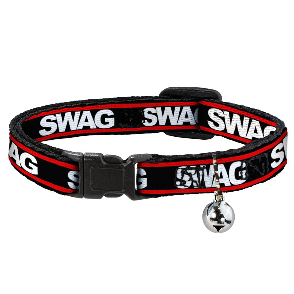 Cat Collar Breakaway - SWAGG Black White Red Stripe Breakaway Cat Collars Buckle-Down   