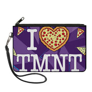 Canvas Zipper Wallet - SMALL - Classic TMNT Turtles Pose18 Eating Pizza GOT PIZZA? Pepperoni Pizza Gold Red Canvas Zipper Wallets Teenage Mutant Ninja Turtles