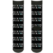 Sock Pair - Polyester - FUCK YOU FUCK ME Black White Blue - CREW Socks Buckle-Down   