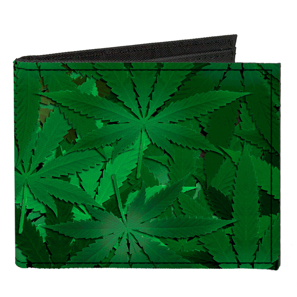 Canvas Bi-Fold Wallet - Marijuana Leaves Stacked Canvas Bi-Fold Wallets Buckle-Down   