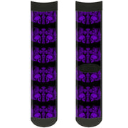 Sock Pair - Polyester - Buckle-Down Skulls w Wings Black Purple - CREW Socks Buckle-Down   